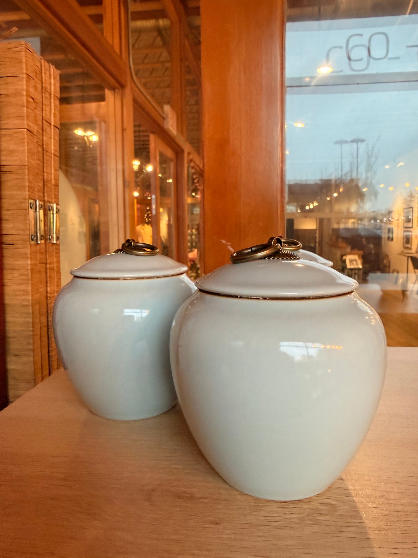 Blue celadon tea caddy